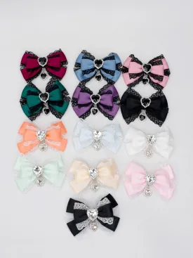 13-Color Jirai Kei Subculture Lace Rhinestone Bow Hair Clip