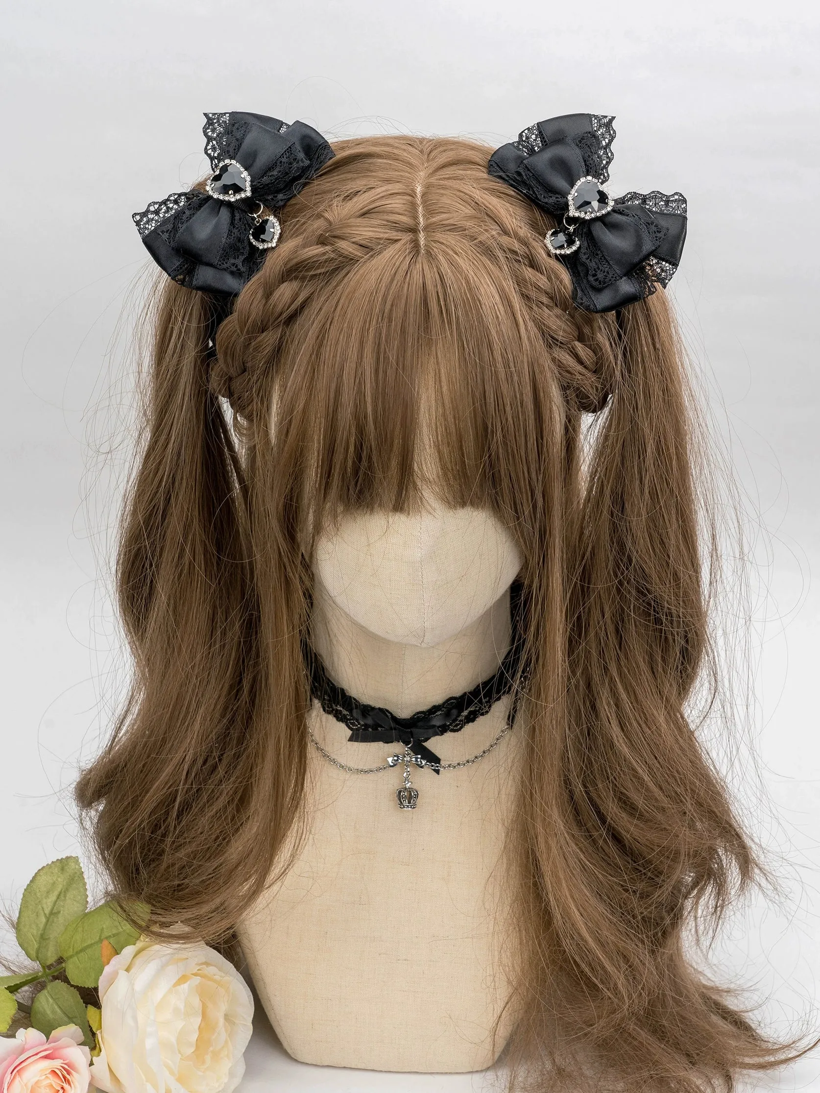 13-Color Jirai Kei Subculture Lace Rhinestone Bow Hair Clip