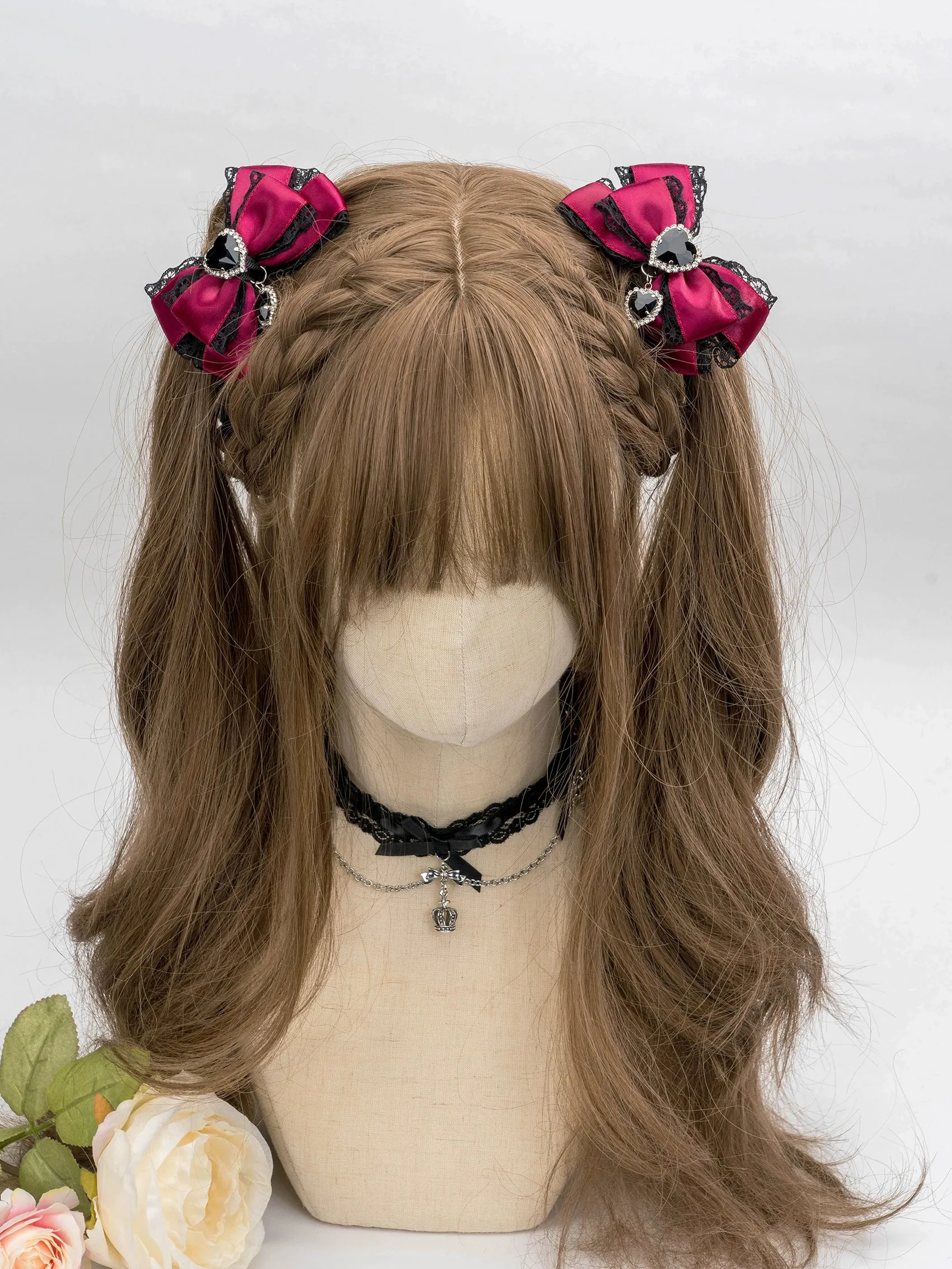13-Color Jirai Kei Subculture Lace Rhinestone Bow Hair Clip