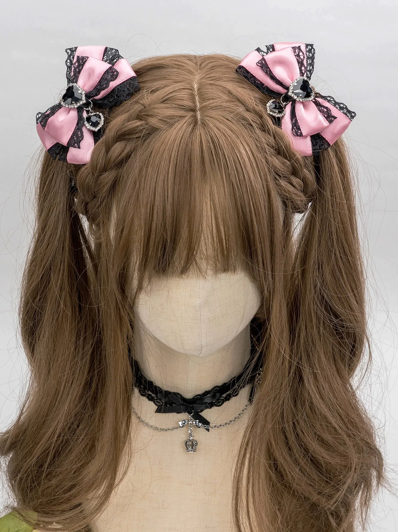 13-Color Jirai Kei Subculture Lace Rhinestone Bow Hair Clip