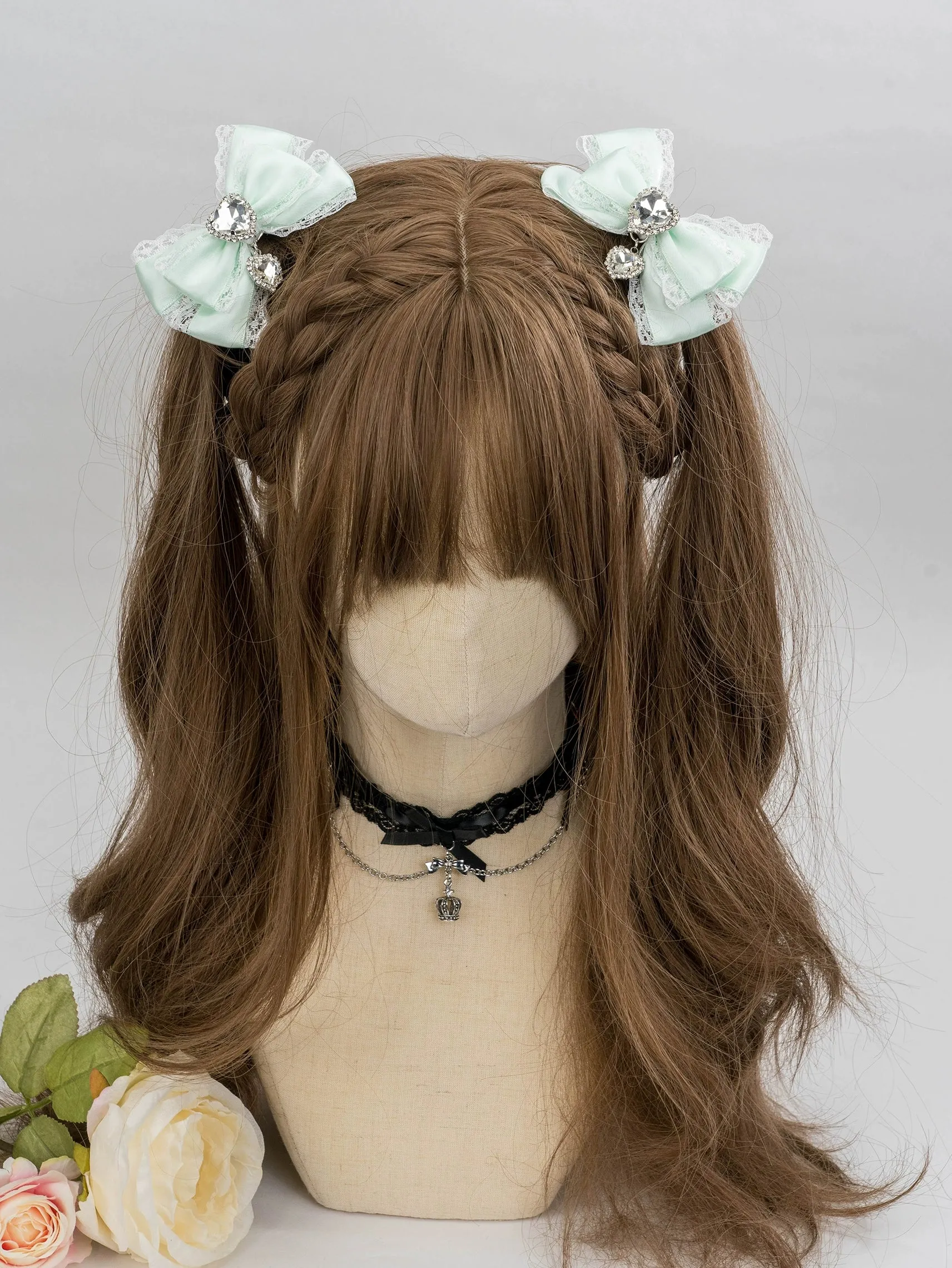 13-Color Jirai Kei Subculture Lace Rhinestone Bow Hair Clip