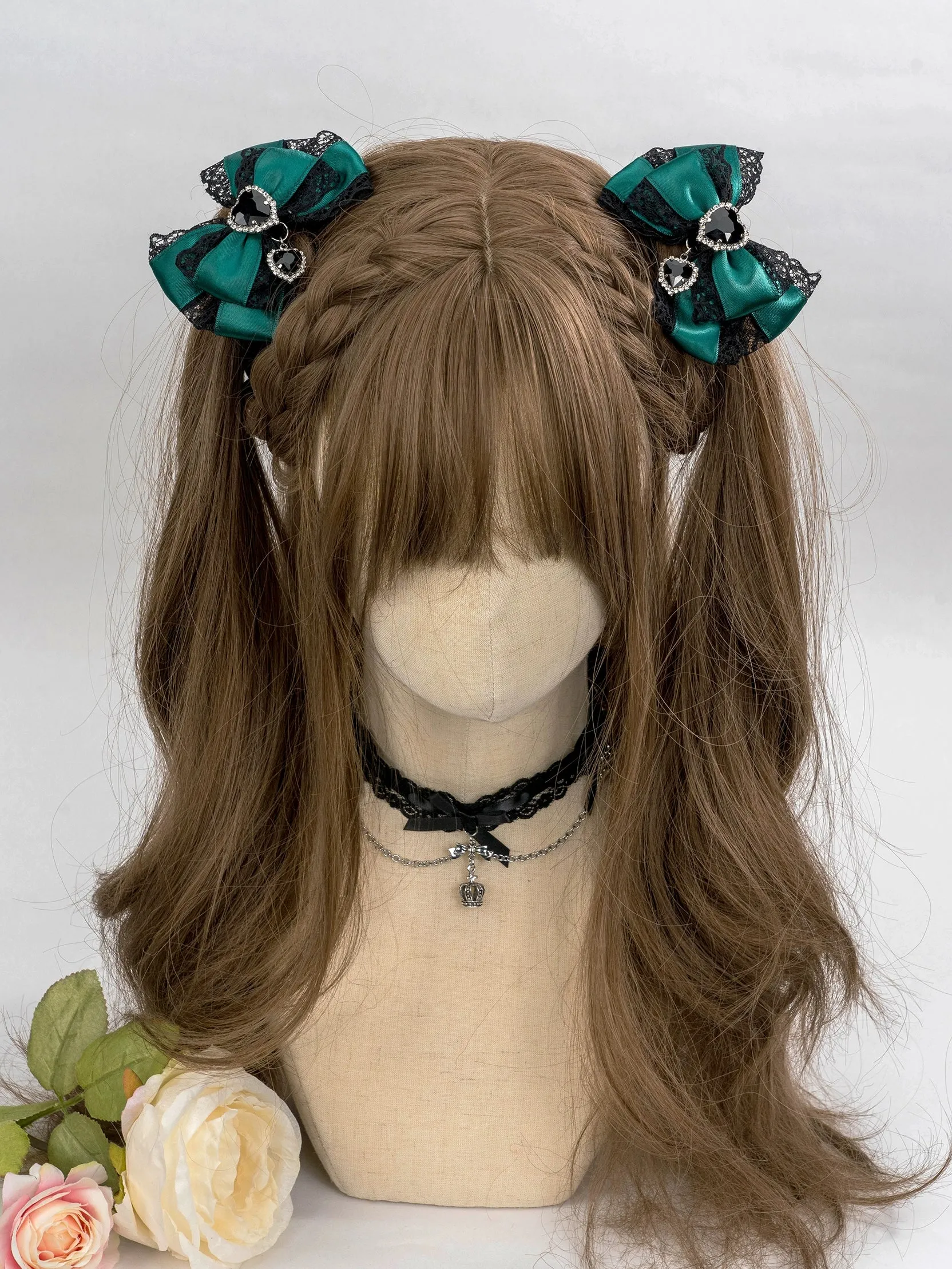13-Color Jirai Kei Subculture Lace Rhinestone Bow Hair Clip