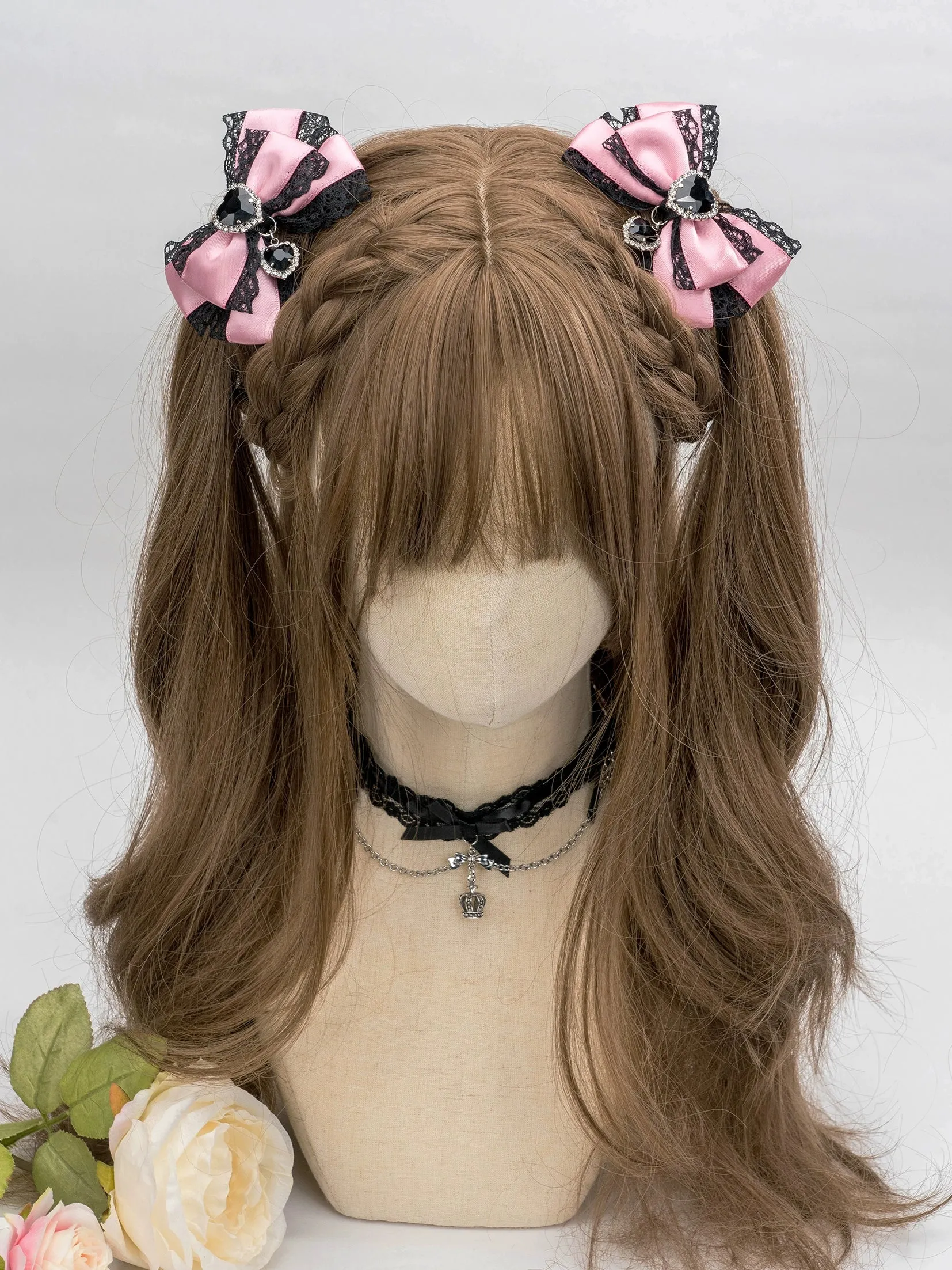 13-Color Jirai Kei Subculture Lace Rhinestone Bow Hair Clip
