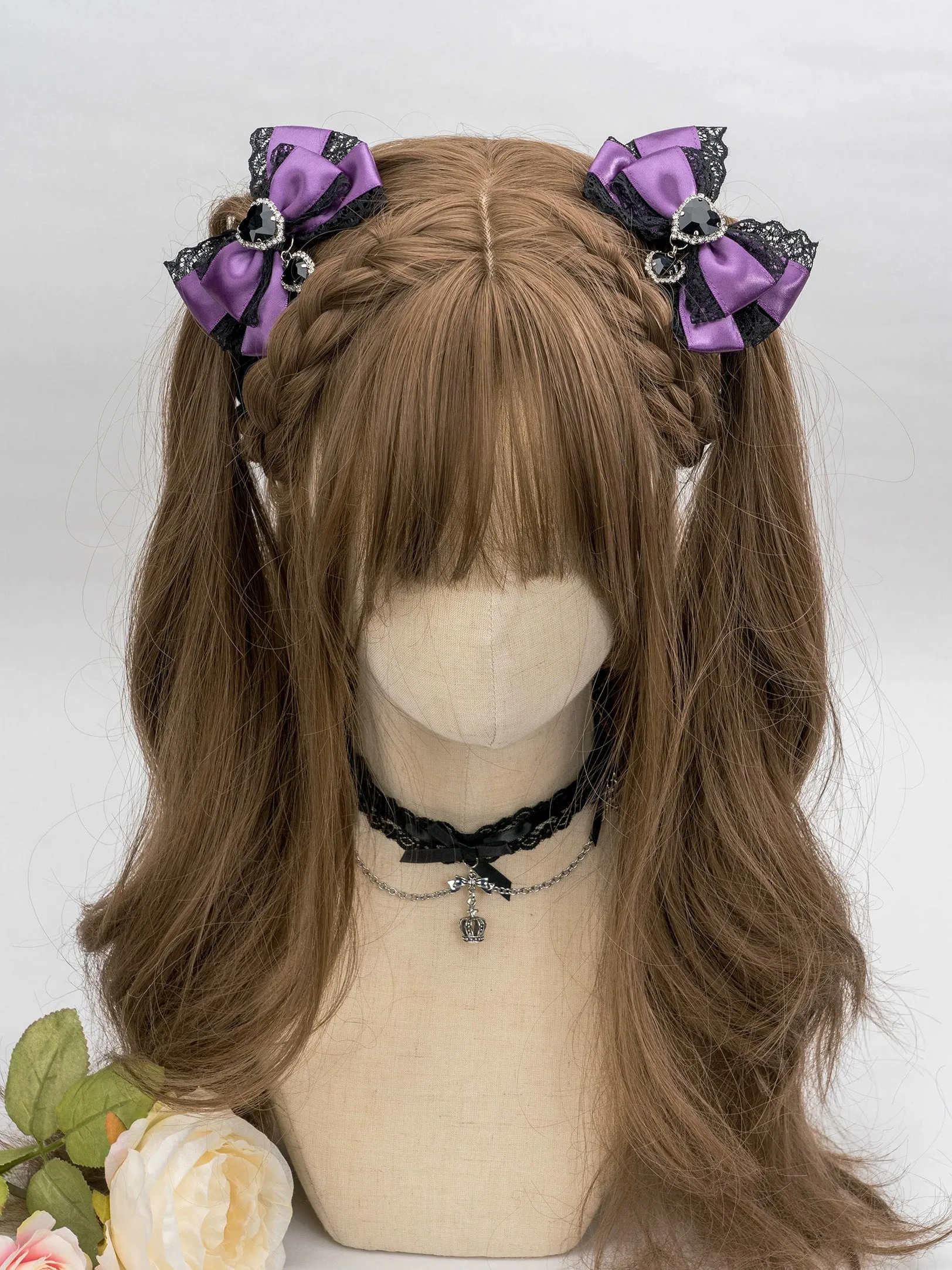 13-Color Jirai Kei Subculture Lace Rhinestone Bow Hair Clip