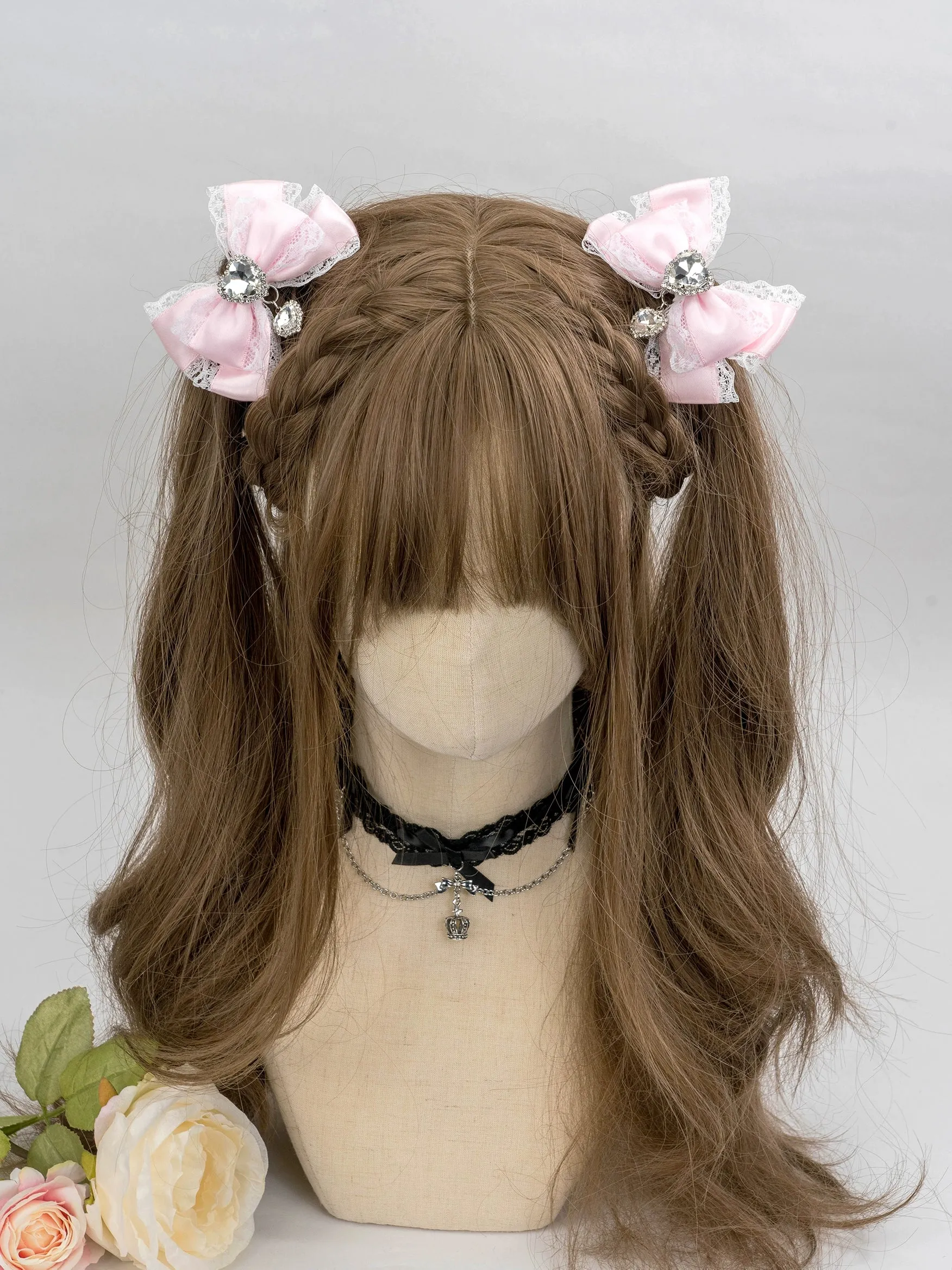 13-Color Jirai Kei Subculture Lace Rhinestone Bow Hair Clip