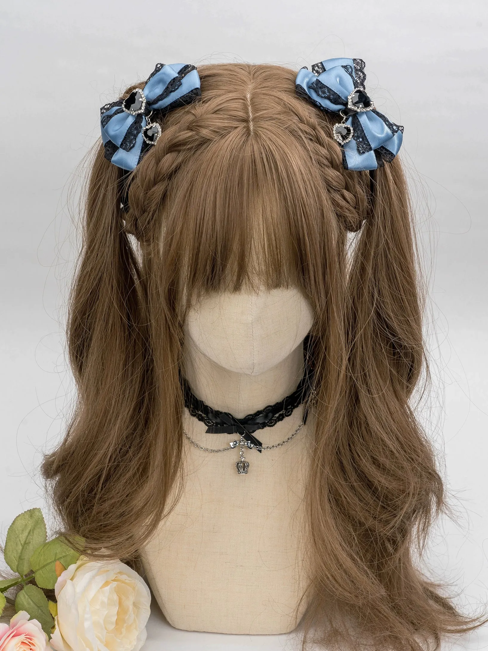 13-Color Jirai Kei Subculture Lace Rhinestone Bow Hair Clip