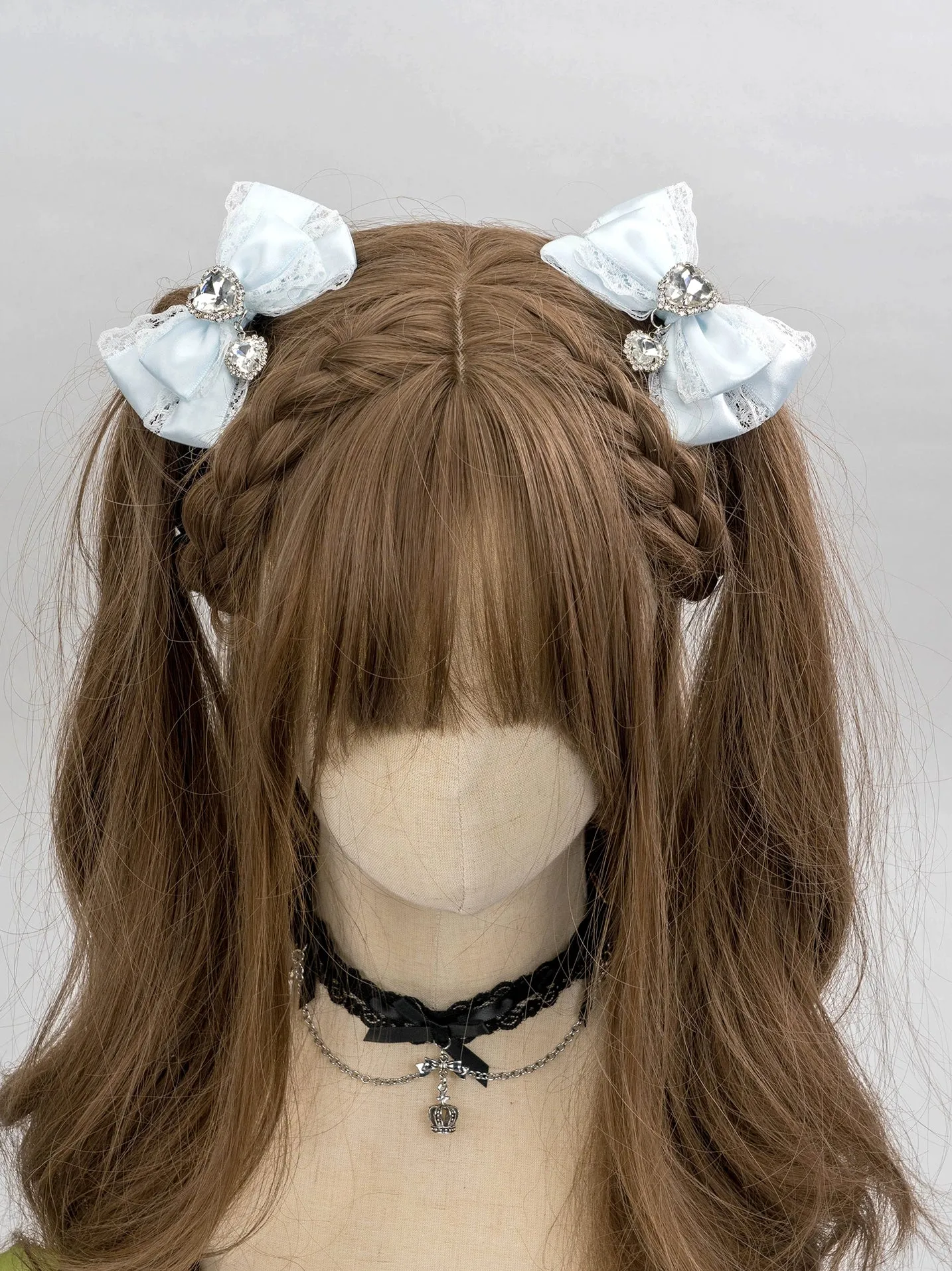 13-Color Jirai Kei Subculture Lace Rhinestone Bow Hair Clip