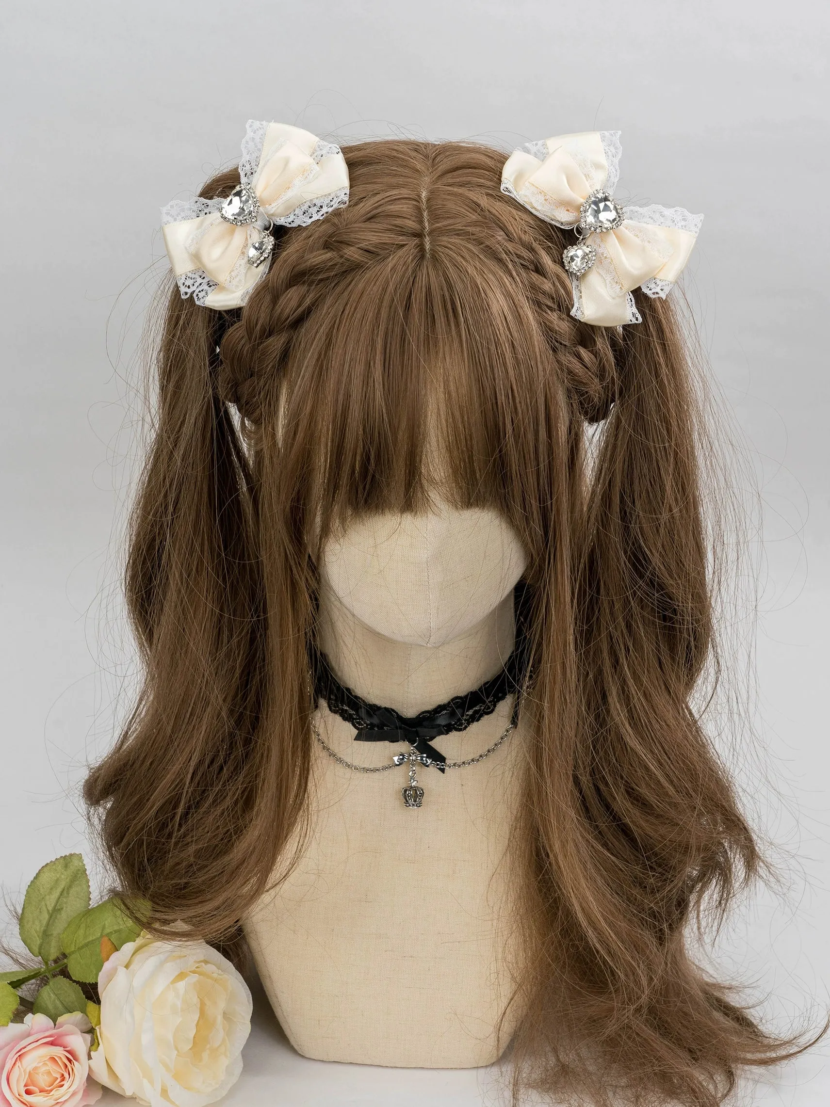13-Color Jirai Kei Subculture Lace Rhinestone Bow Hair Clip