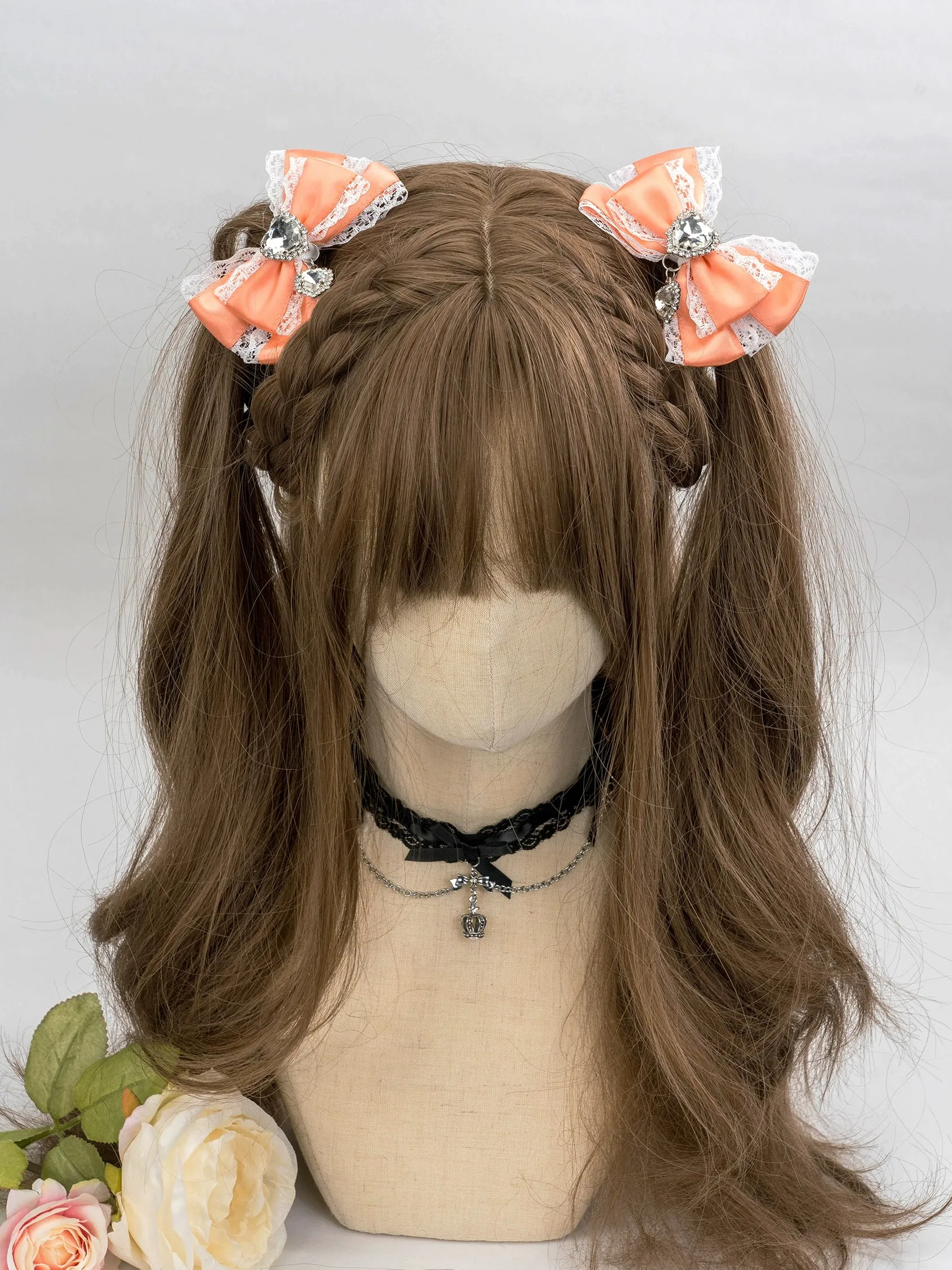 13-Color Jirai Kei Subculture Lace Rhinestone Bow Hair Clip