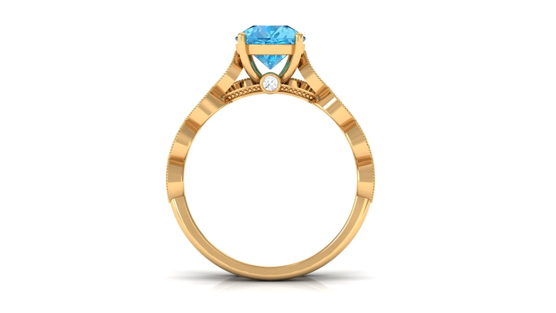 1.50 CT Swiss Blue Topaz and Moissanite Engagement Ring Set