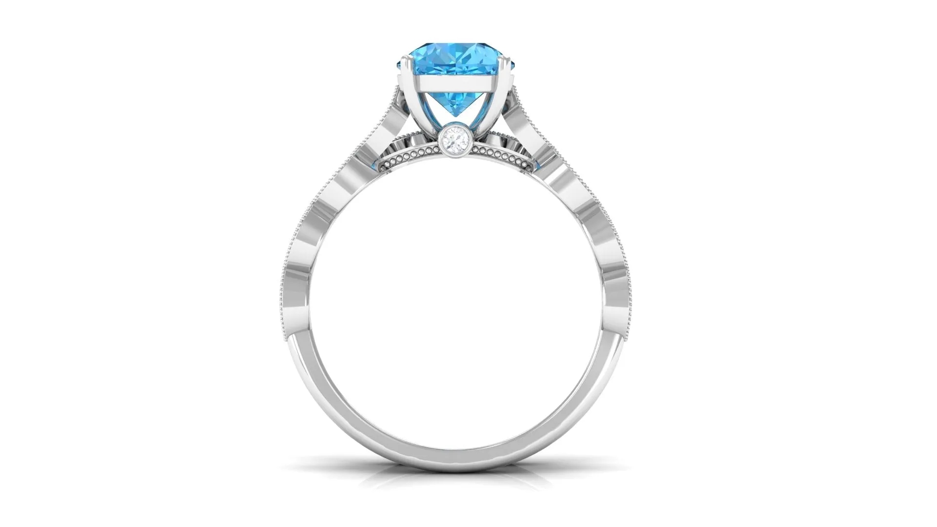 1.50 CT Swiss Blue Topaz and Moissanite Engagement Ring Set
