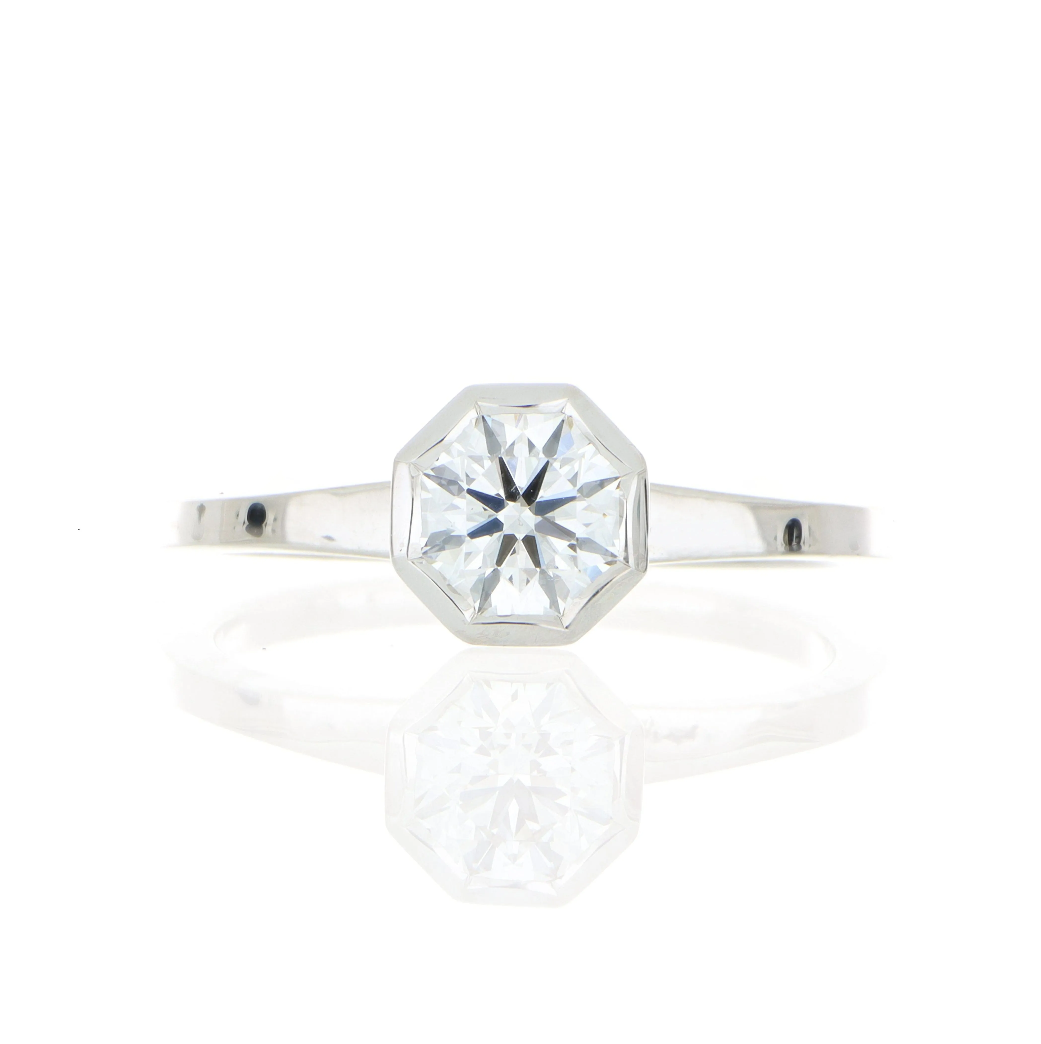 18k White Gold Bezel Set Diamond Solitaire Engagement Ring