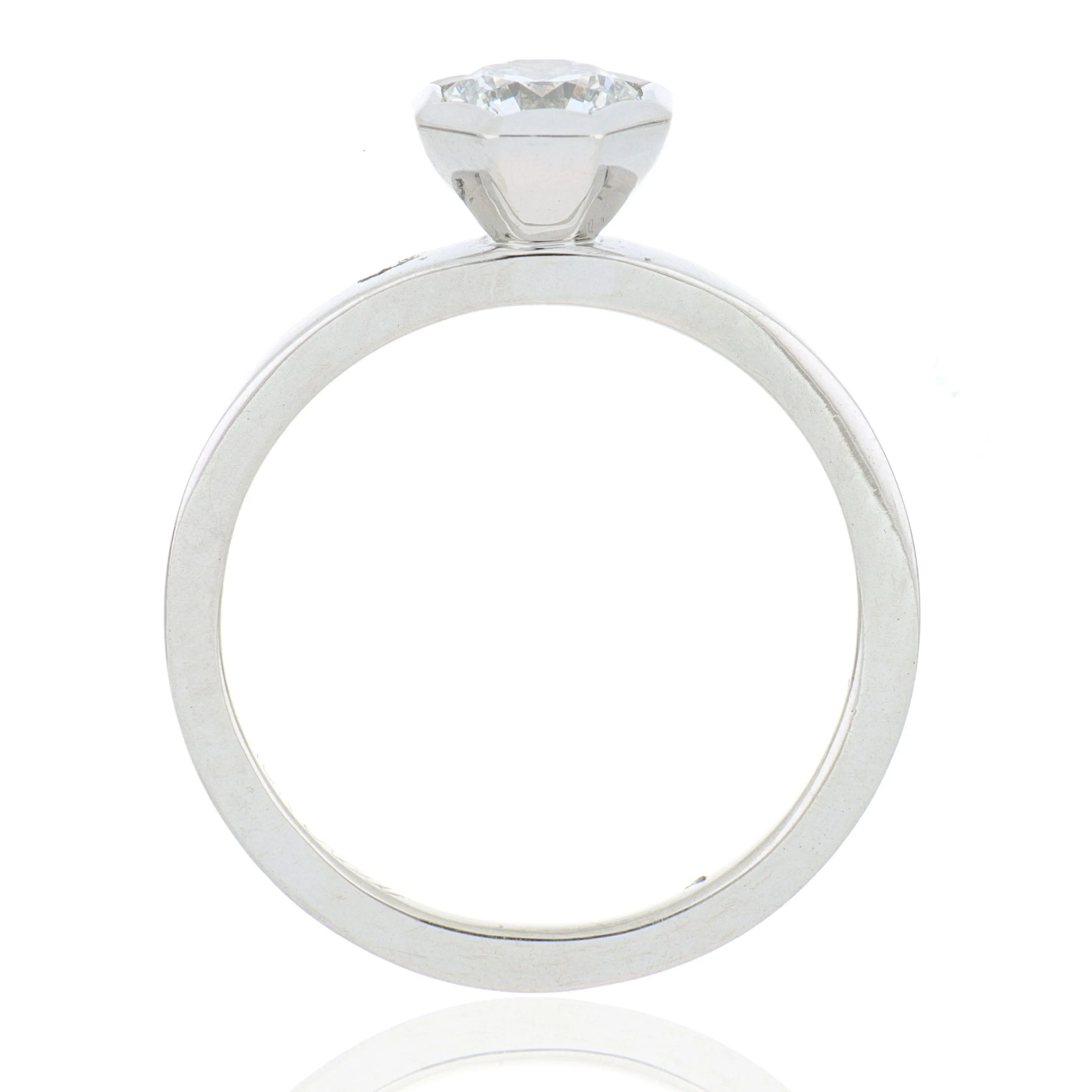 18k White Gold Bezel Set Diamond Solitaire Engagement Ring
