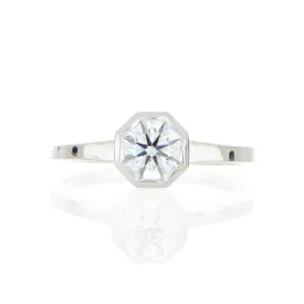 18k White Gold Bezel Set Diamond Solitaire Engagement Ring