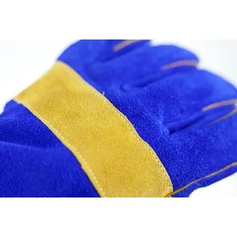 200mm 8'' Heat resistant reinforced Kevlar blue lined leather welding gloves