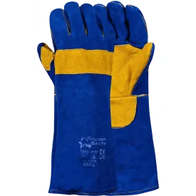 200mm 8'' Heat resistant reinforced Kevlar blue lined leather welding gloves