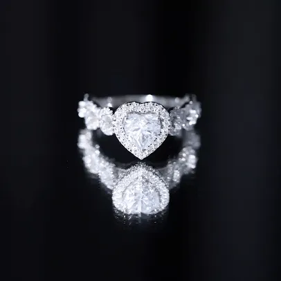 3.25 CT Solitaire Heart Shaped Moissanite Engagement Ring with Accent