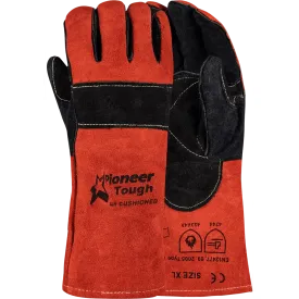 350mm 14'' Heat resistant air cushioned double layer Kevlar leather welding gloves Burn-Lv4