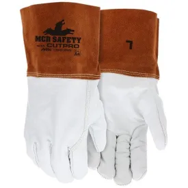 4955HM MCR Safety Welding Gloves, Medium, Leather, Beige, Aramid Lining