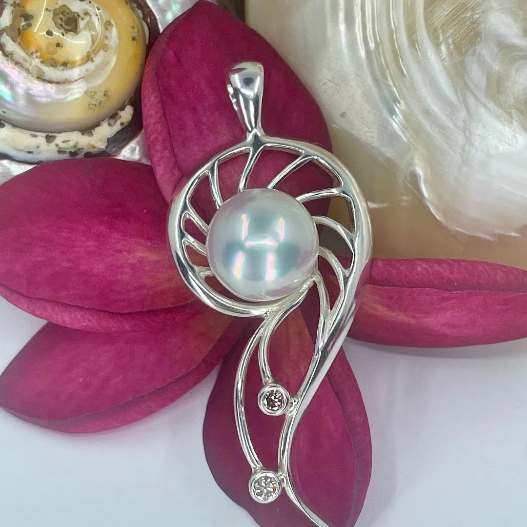 925 Broome Pearl and Diamond Mangrove Staircase Pendant