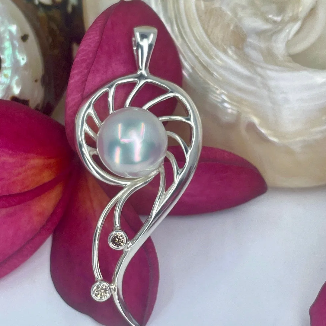 925 Broome Pearl and Diamond Mangrove Staircase Pendant
