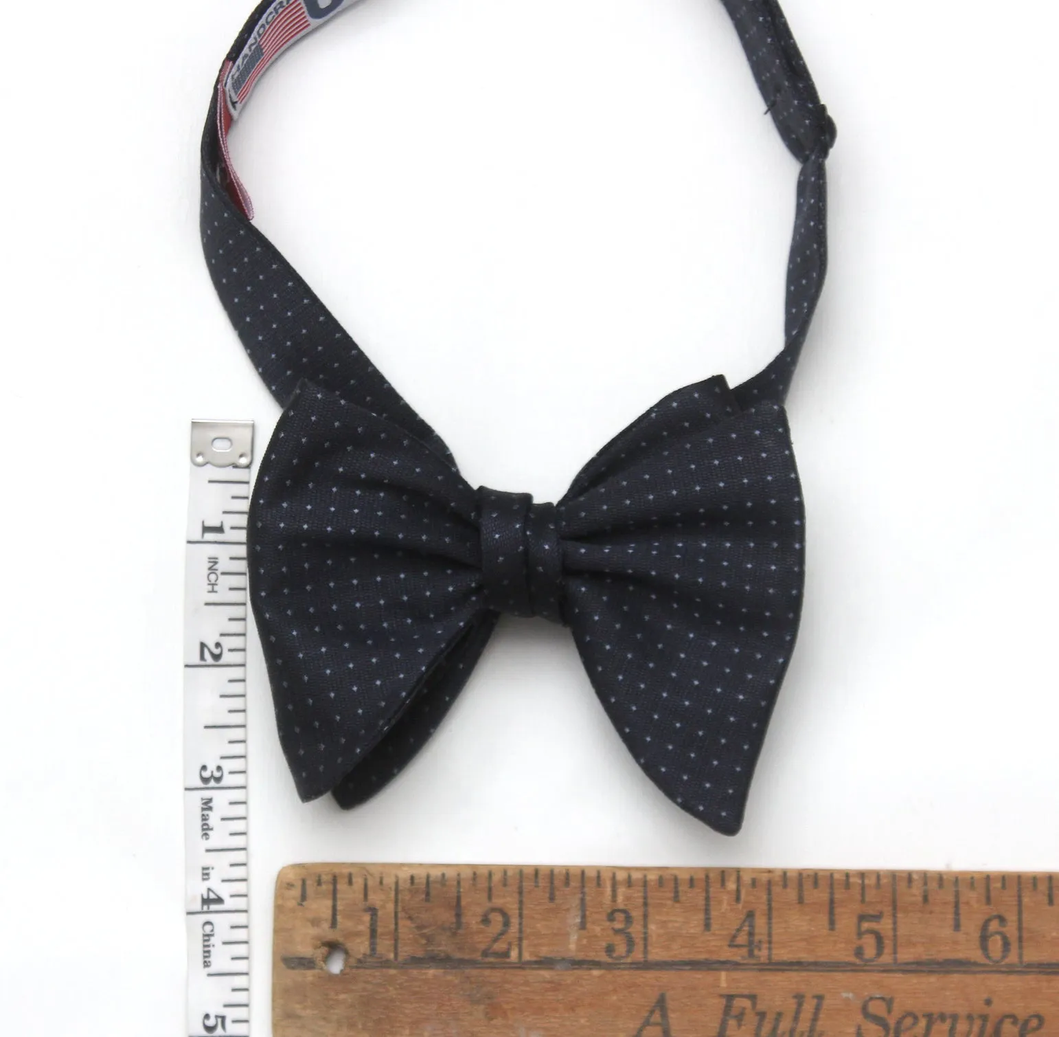 Big Butterfly Navy Blue Polka Dot Silk Bow Tie