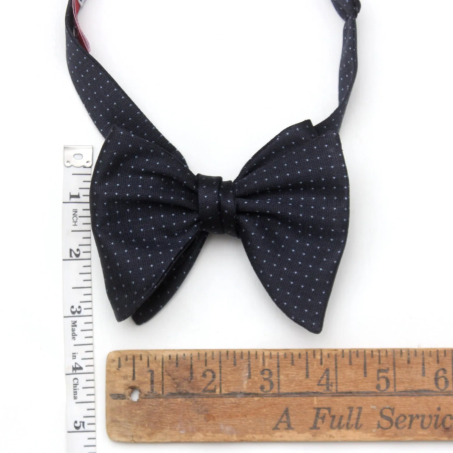 Big Butterfly Navy Blue Polka Dot Silk Bow Tie