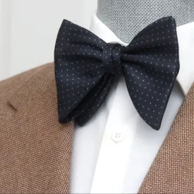 Big Butterfly Navy Blue Polka Dot Silk Bow Tie