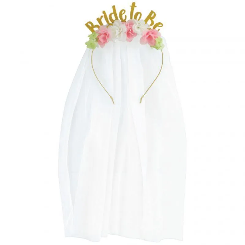 Brided to Be Headband with Veil - 11cm x 21cm Headband with 25cm Veil