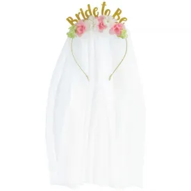 Brided to Be Headband with Veil - 11cm x 21cm Headband with 25cm Veil