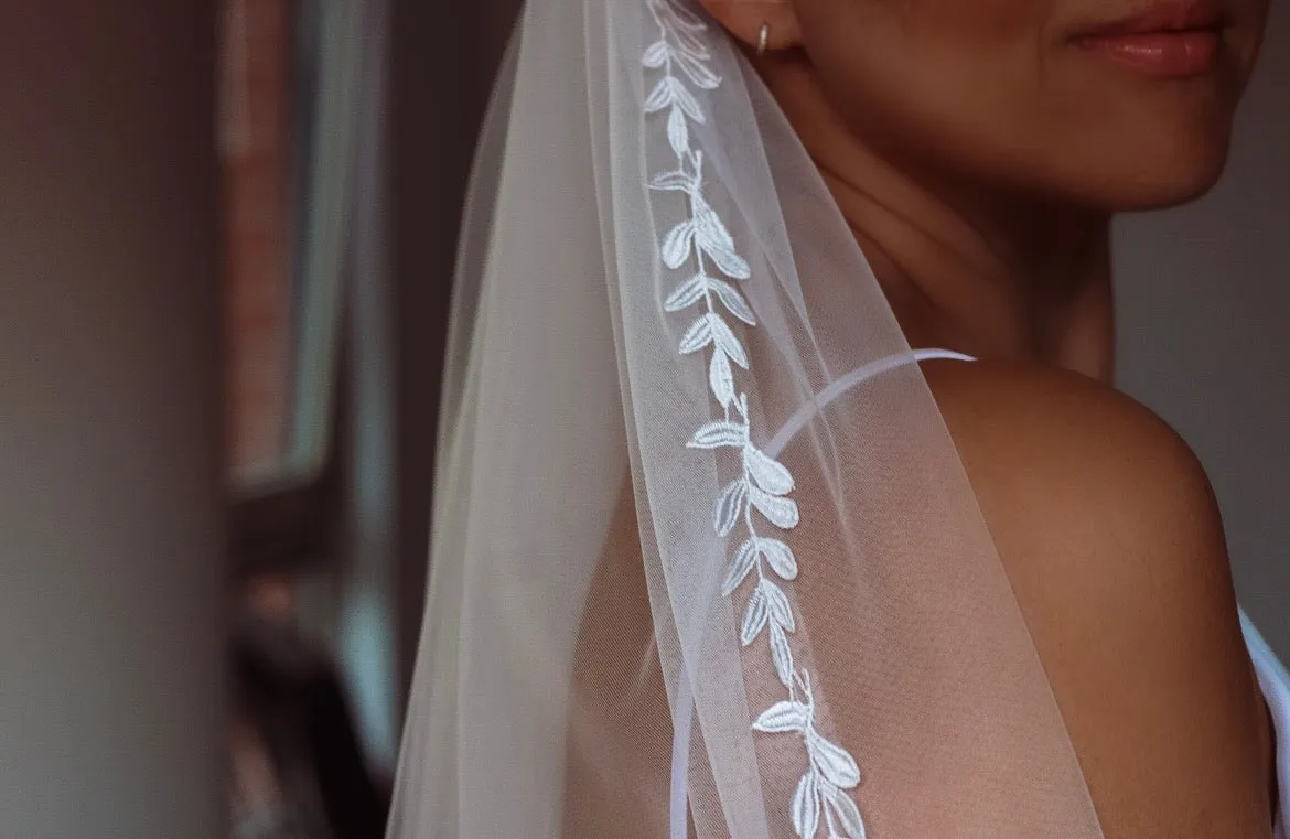 Cathedral Wedding Veil Leaf Trim