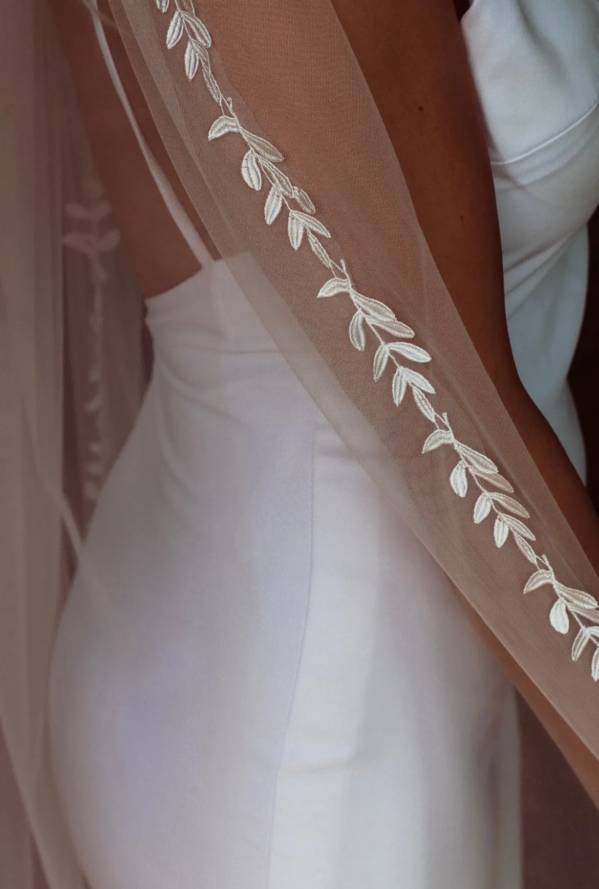 Cathedral Wedding Veil Leaf Trim