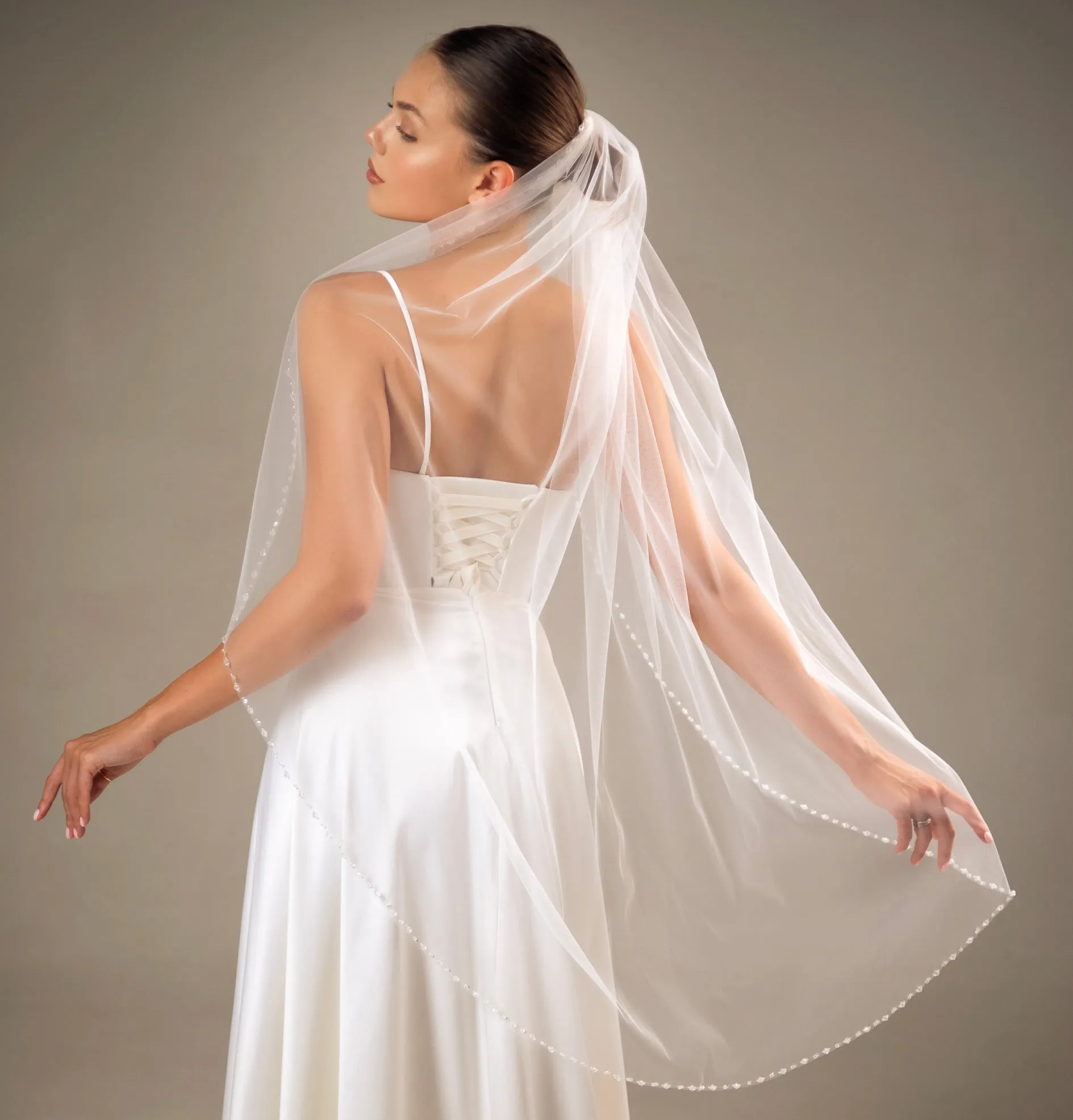 Elegant beaded edge soft veil, COSV
