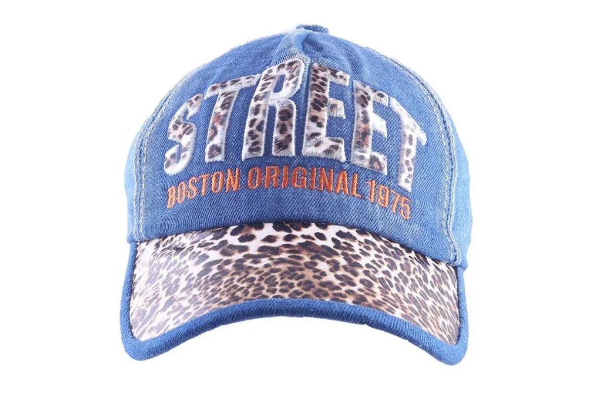 Fabseasons Leopard print  Denim Casual Baseball Cap
