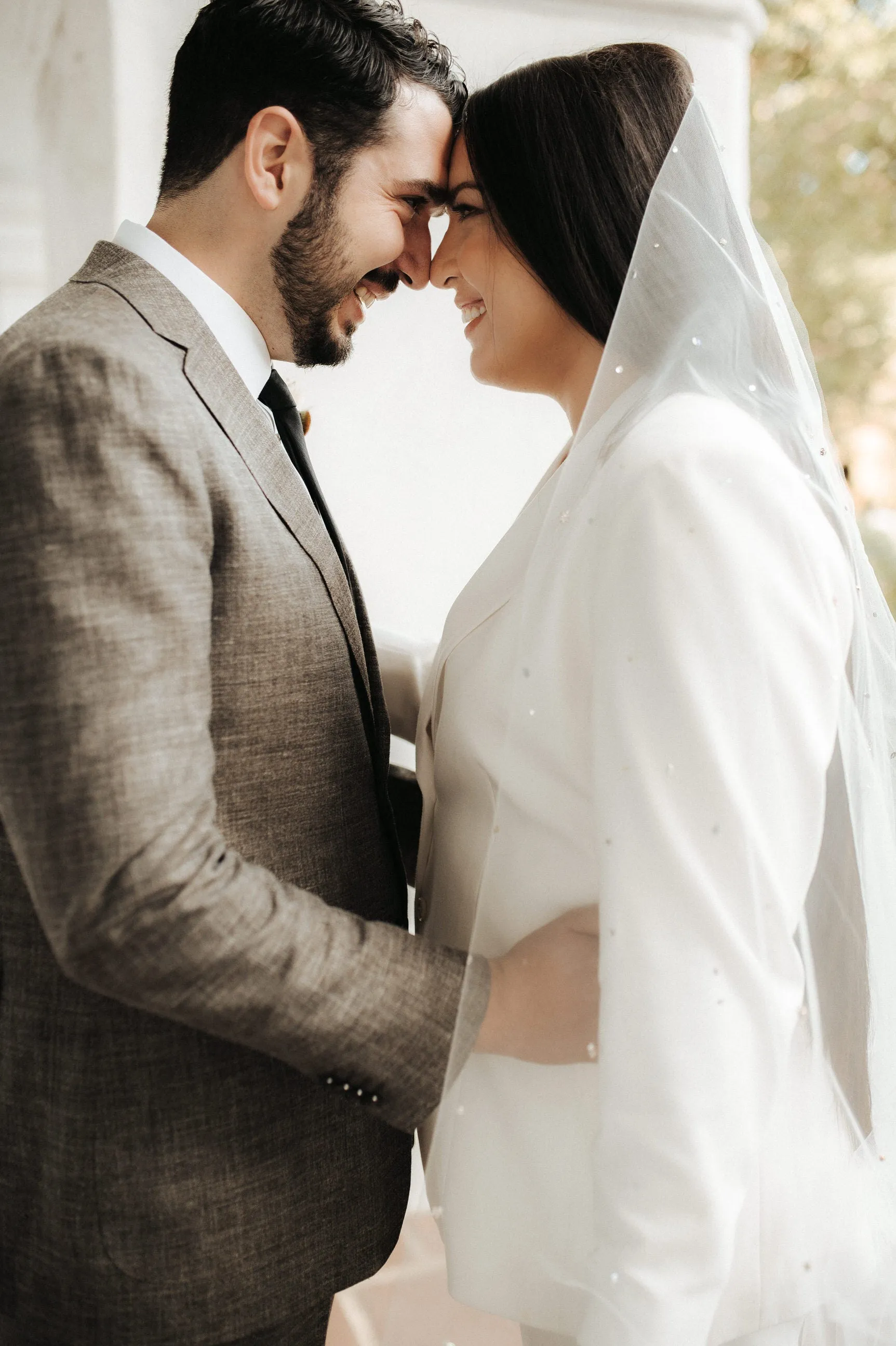 Fingertip Length Wedding Veil with Scattered Crystals, Rhinestone Bridal Veil