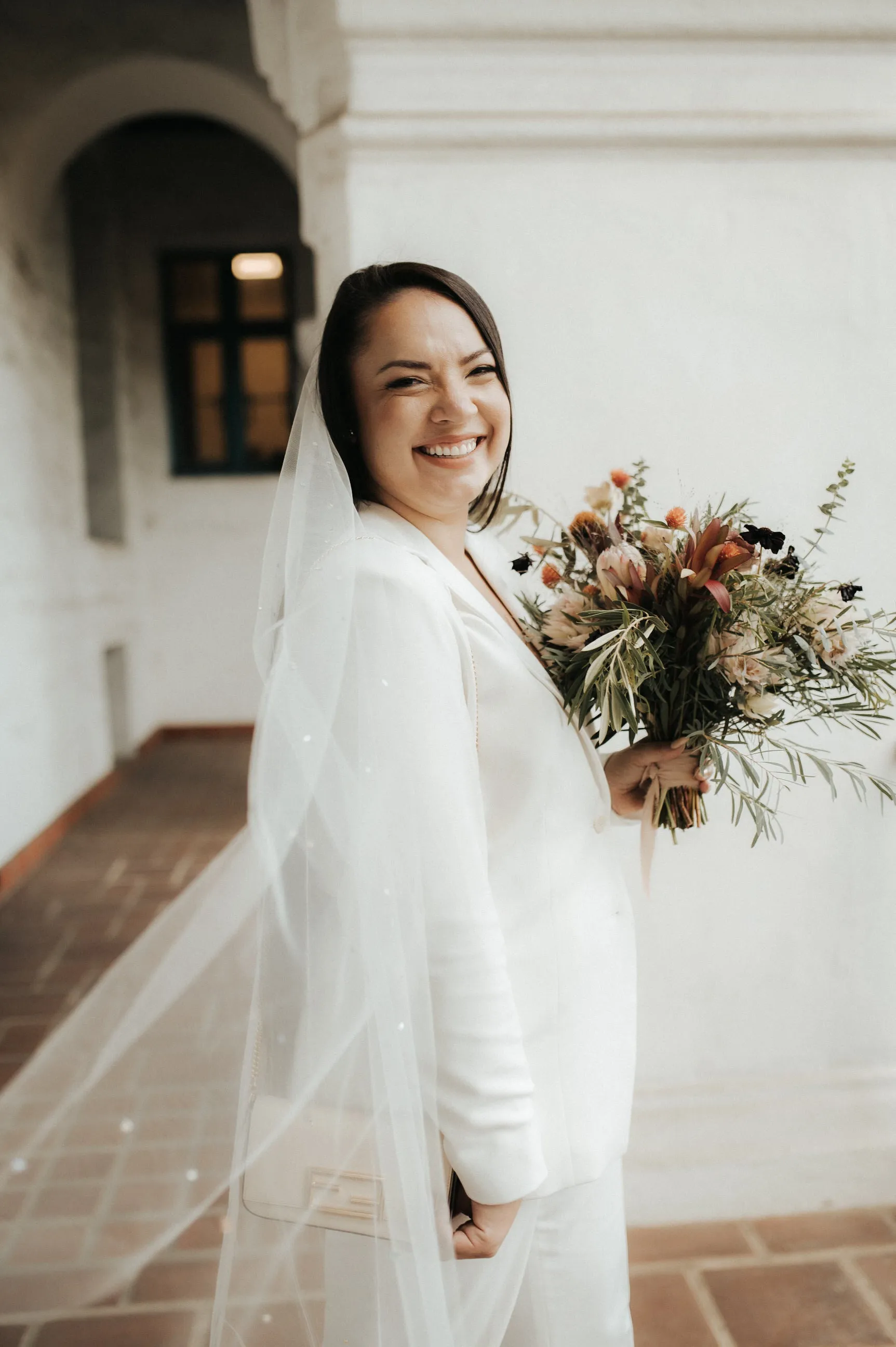 Fingertip Length Wedding Veil with Scattered Crystals, Rhinestone Bridal Veil