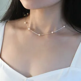 Freshwater Pearls Necklace, Wedding Pearl Necklace, S925 Sterling Silver Necklace, Y Lariat Pearl Necklace, Dainty Natural Pearl Necklace