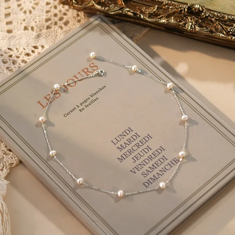 Freshwater Pearls Necklace, Wedding Pearl Necklace, S925 Sterling Silver Necklace, Y Lariat Pearl Necklace, Dainty Natural Pearl Necklace