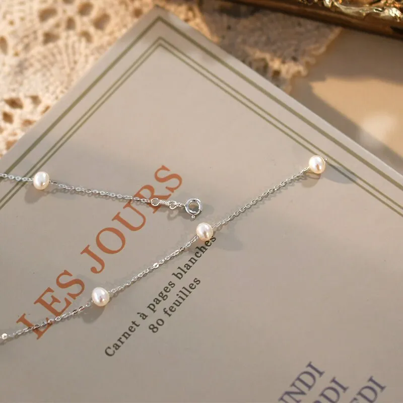 Freshwater Pearls Necklace, Wedding Pearl Necklace, S925 Sterling Silver Necklace, Y Lariat Pearl Necklace, Dainty Natural Pearl Necklace