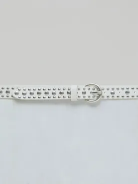 LEATHER BELT WITH STUDS | IVORY