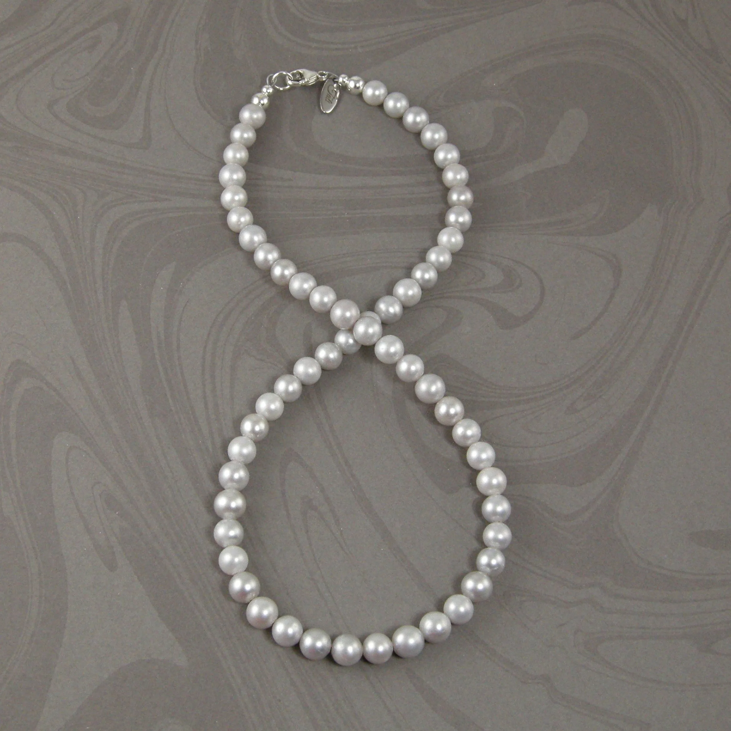 Light Gray Pearl Necklace, Grey Pearl Necklace, Single Strand Pearl Necklace