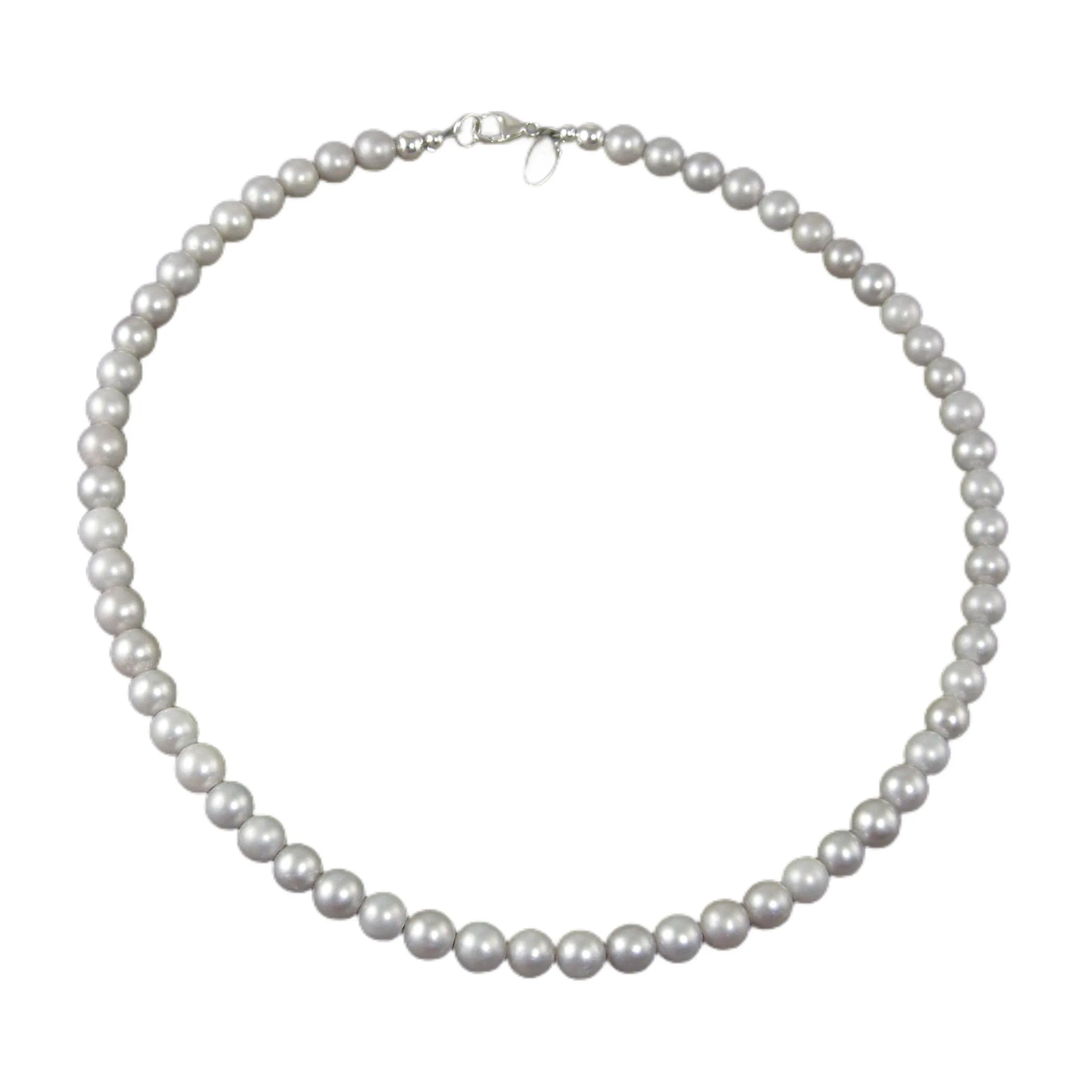 Light Gray Pearl Necklace, Grey Pearl Necklace, Single Strand Pearl Necklace