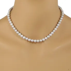 Light Gray Pearl Necklace, Grey Pearl Necklace, Single Strand Pearl Necklace
