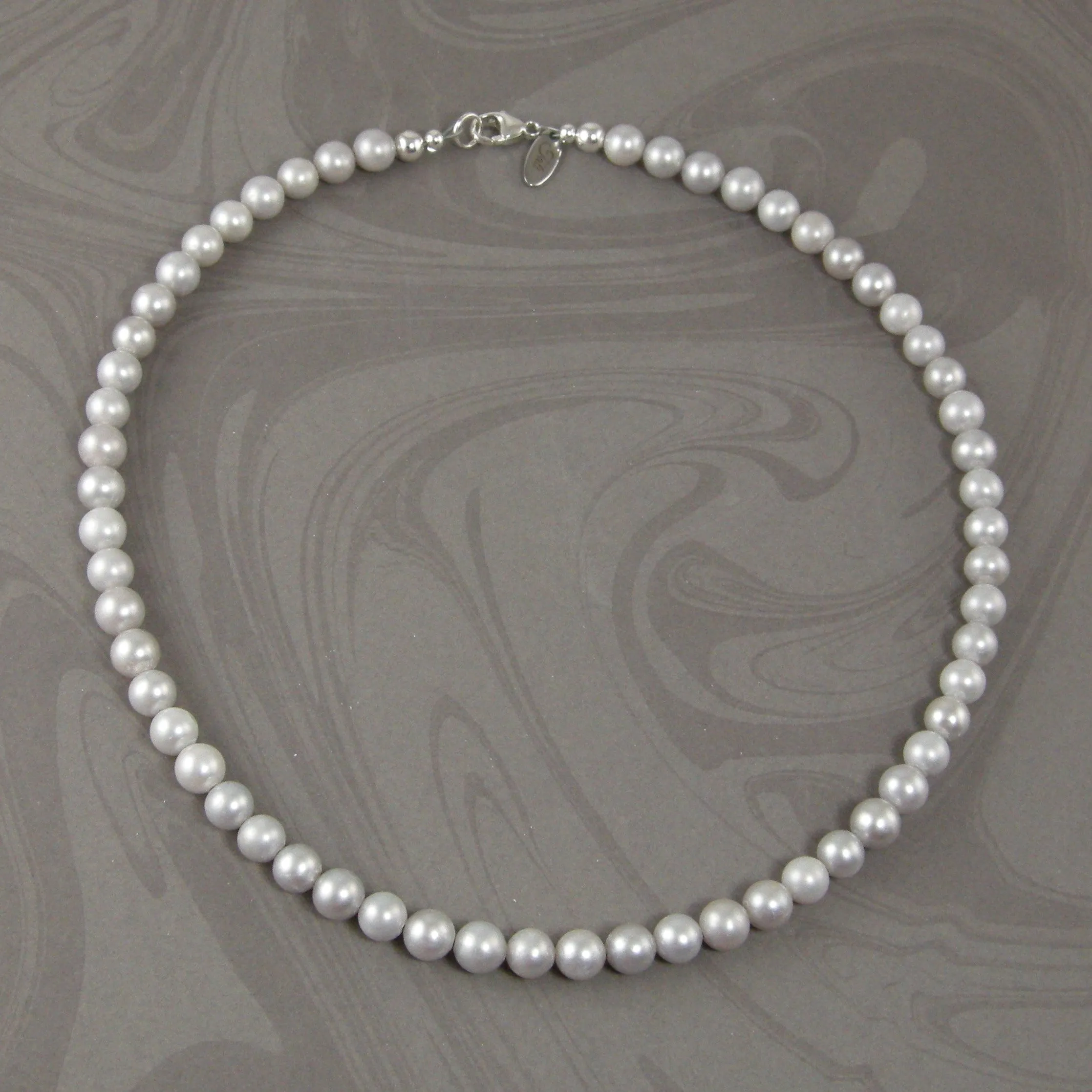 Light Gray Pearl Necklace, Grey Pearl Necklace, Single Strand Pearl Necklace