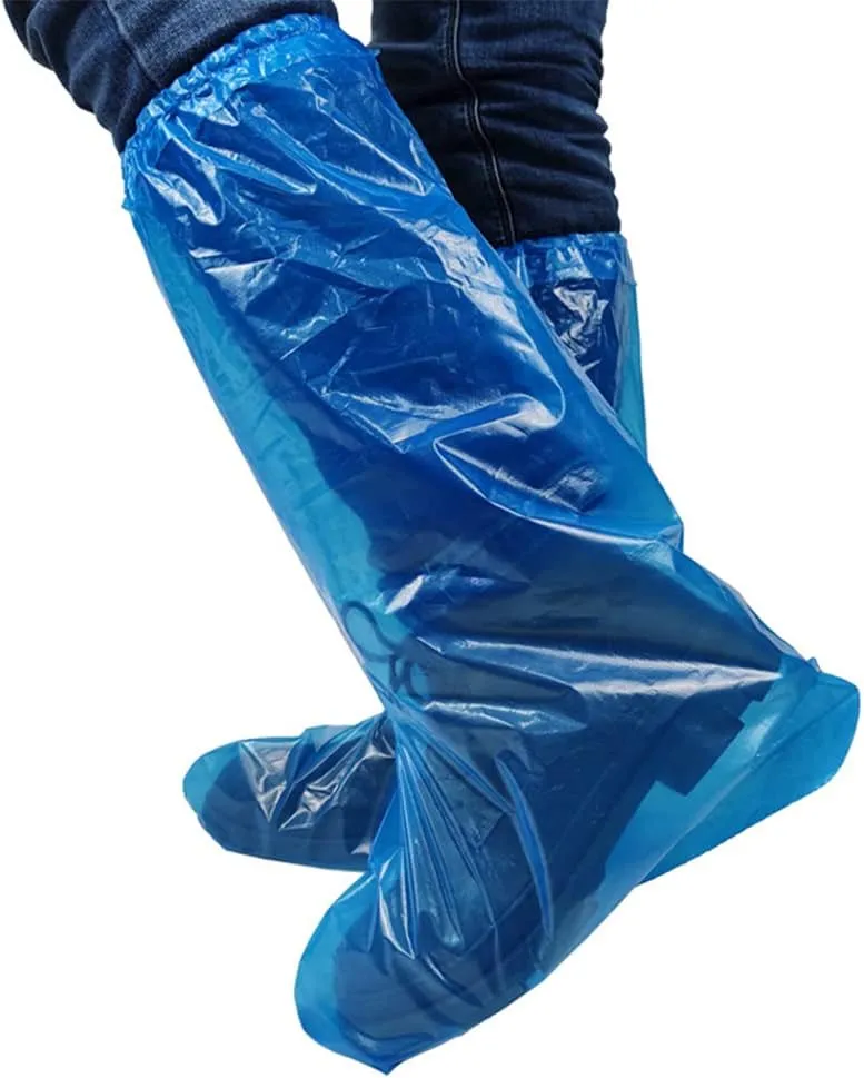Pack of 80 Disposable Thicker Boot and Shoe Covers 19 inch Tall Extra Large Resistant Water/Skid Resistant Blue