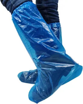 Pack of 80 Disposable Thicker Boot and Shoe Covers 19 inch Tall Extra Large Resistant Water/Skid Resistant Blue