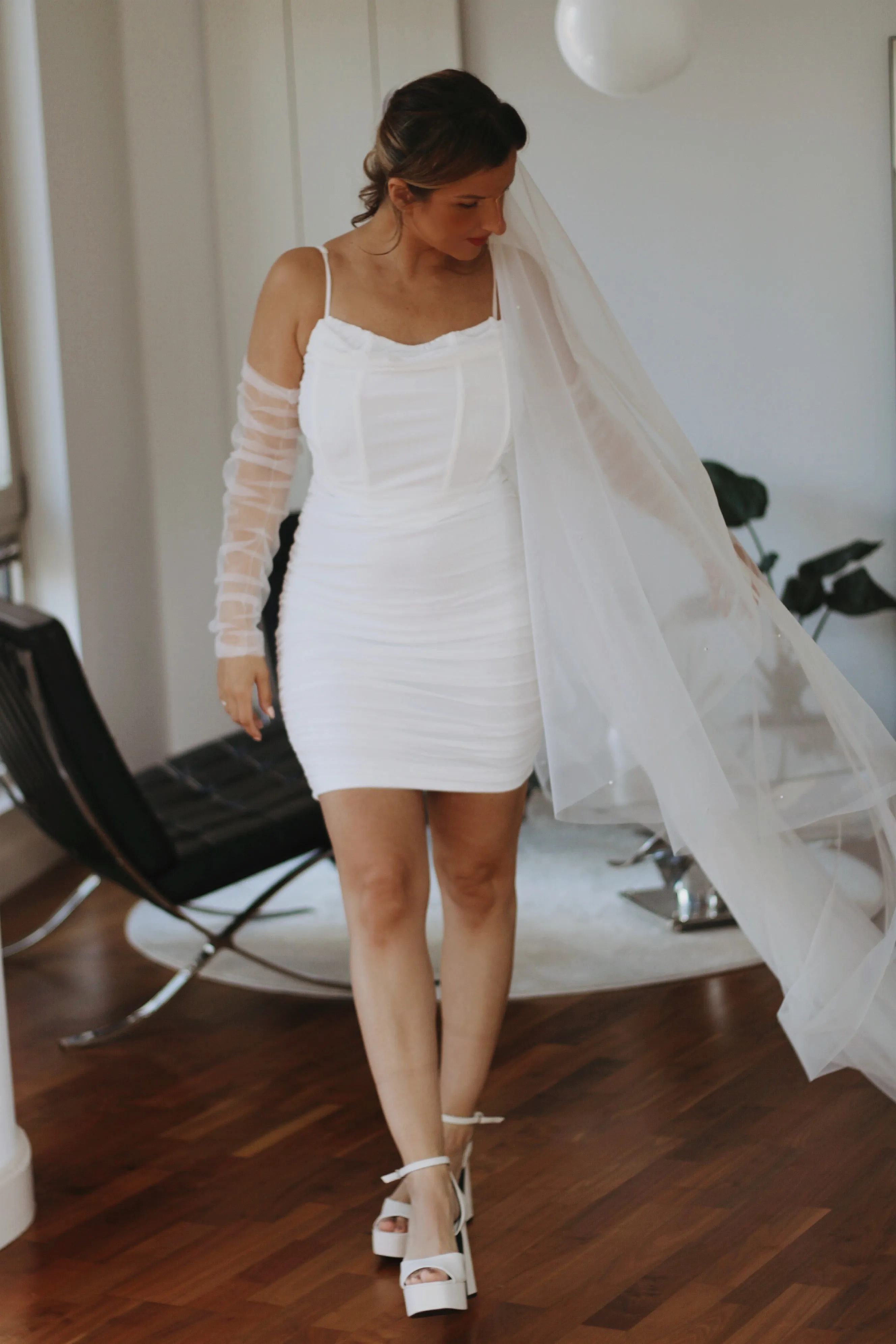 Pearl Tulle Drop Wedding Veil
