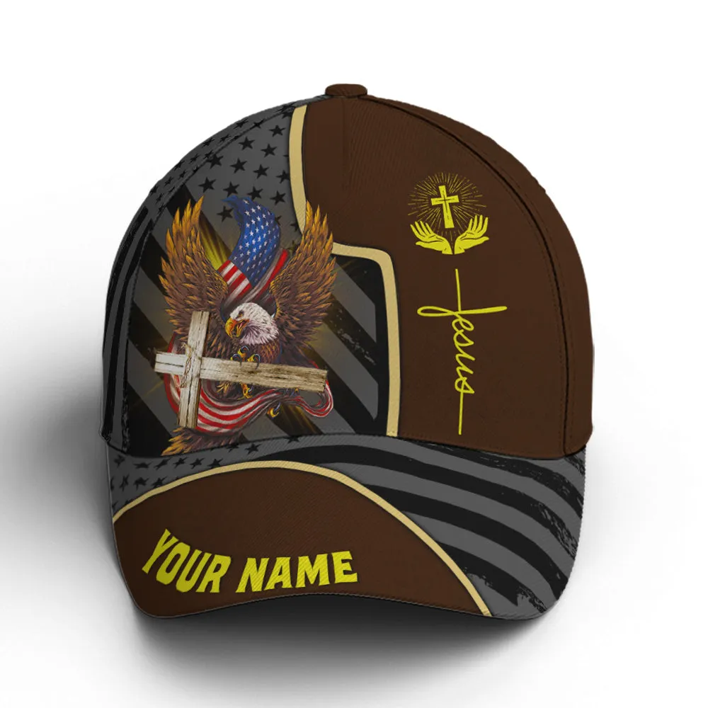 Personalized Patriotic American Eagle With Cross Baseball Cap Coolspod
