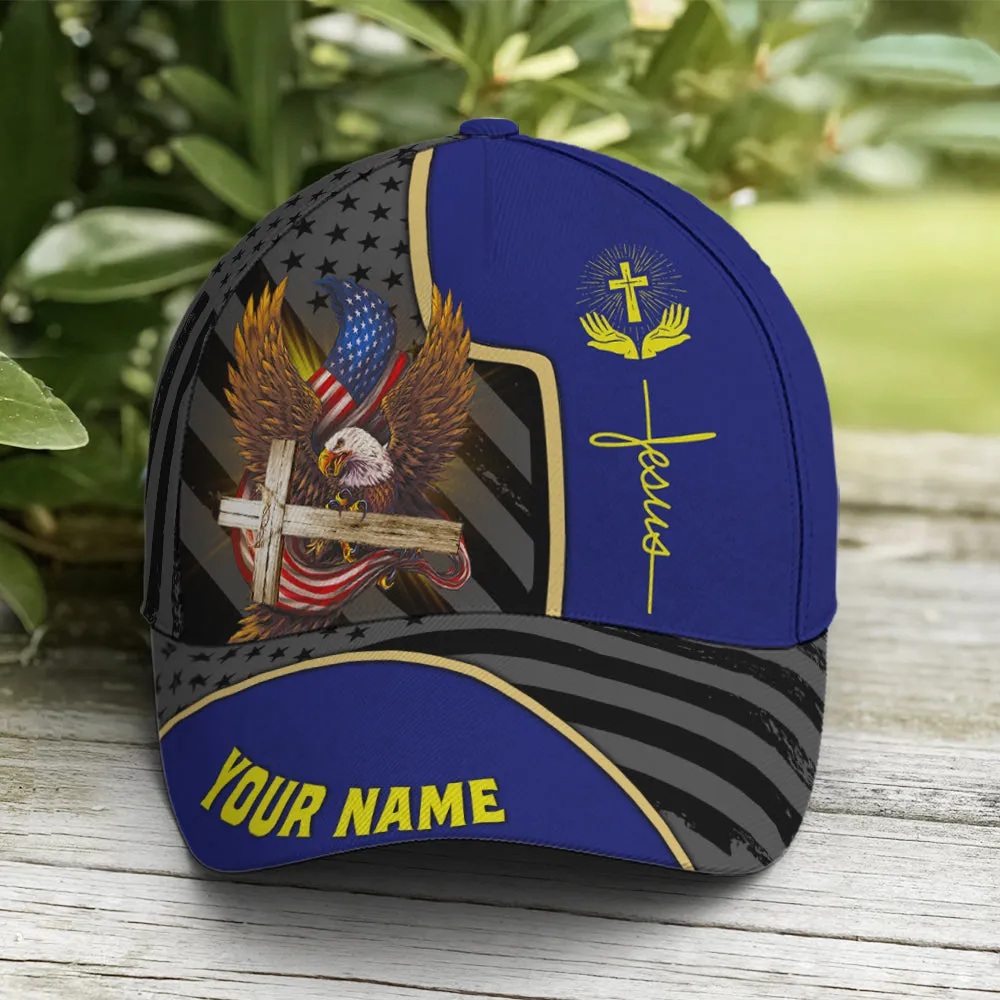 Personalized Patriotic American Eagle With Cross Baseball Cap Coolspod