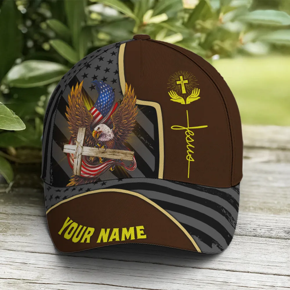 Personalized Patriotic American Eagle With Cross Baseball Cap Coolspod